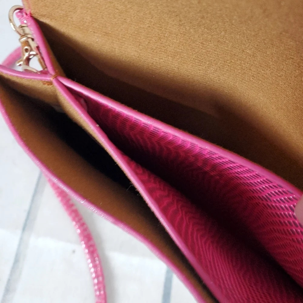 Rhinestone Embellished Crossbody Bag Pink Reptile Envelope Style Barbiecore - Picture 15 of 16